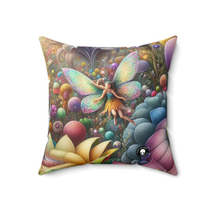 "Enchanted Garden: Where Fairies Dance"- The Alien Spun Polyester Square Pillow