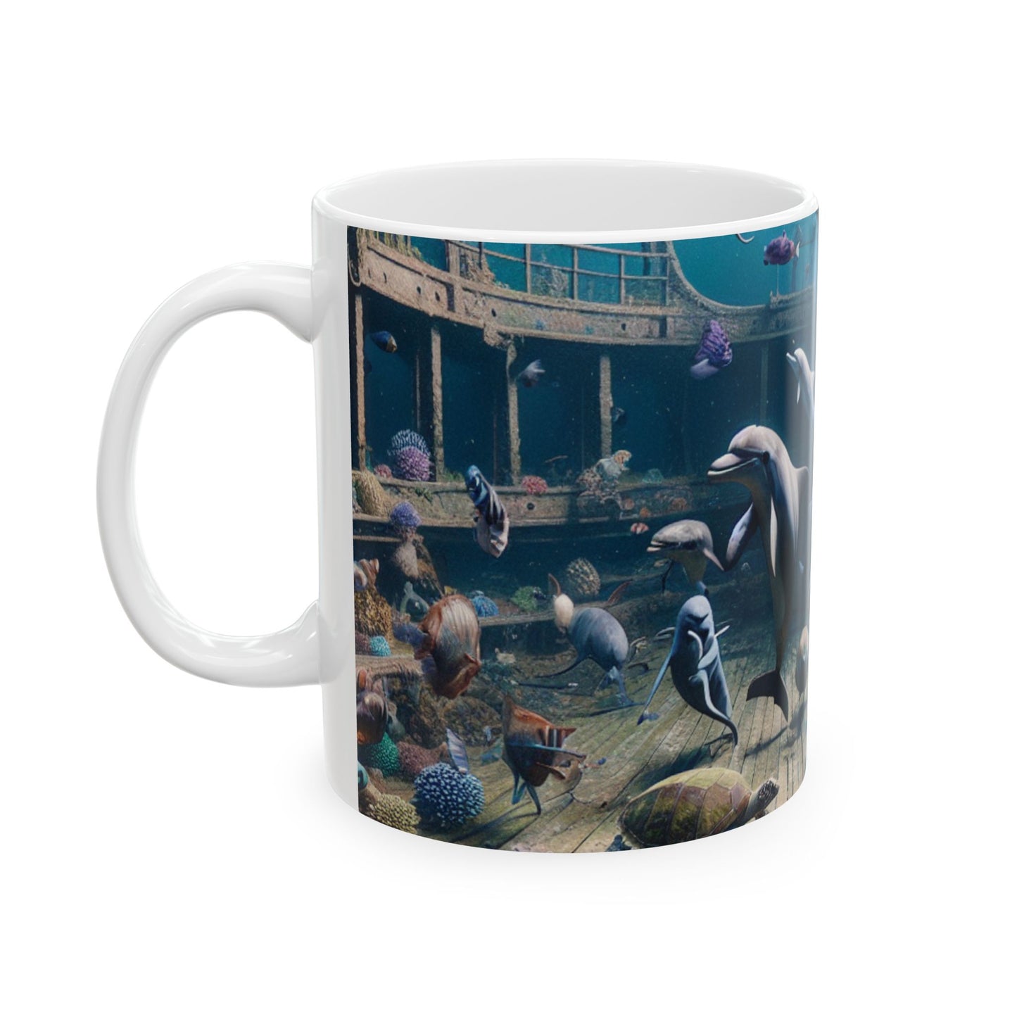 "Shipwreck Soiree: An Underwater Dance Party" - The Alien Ceramic Mug 11oz