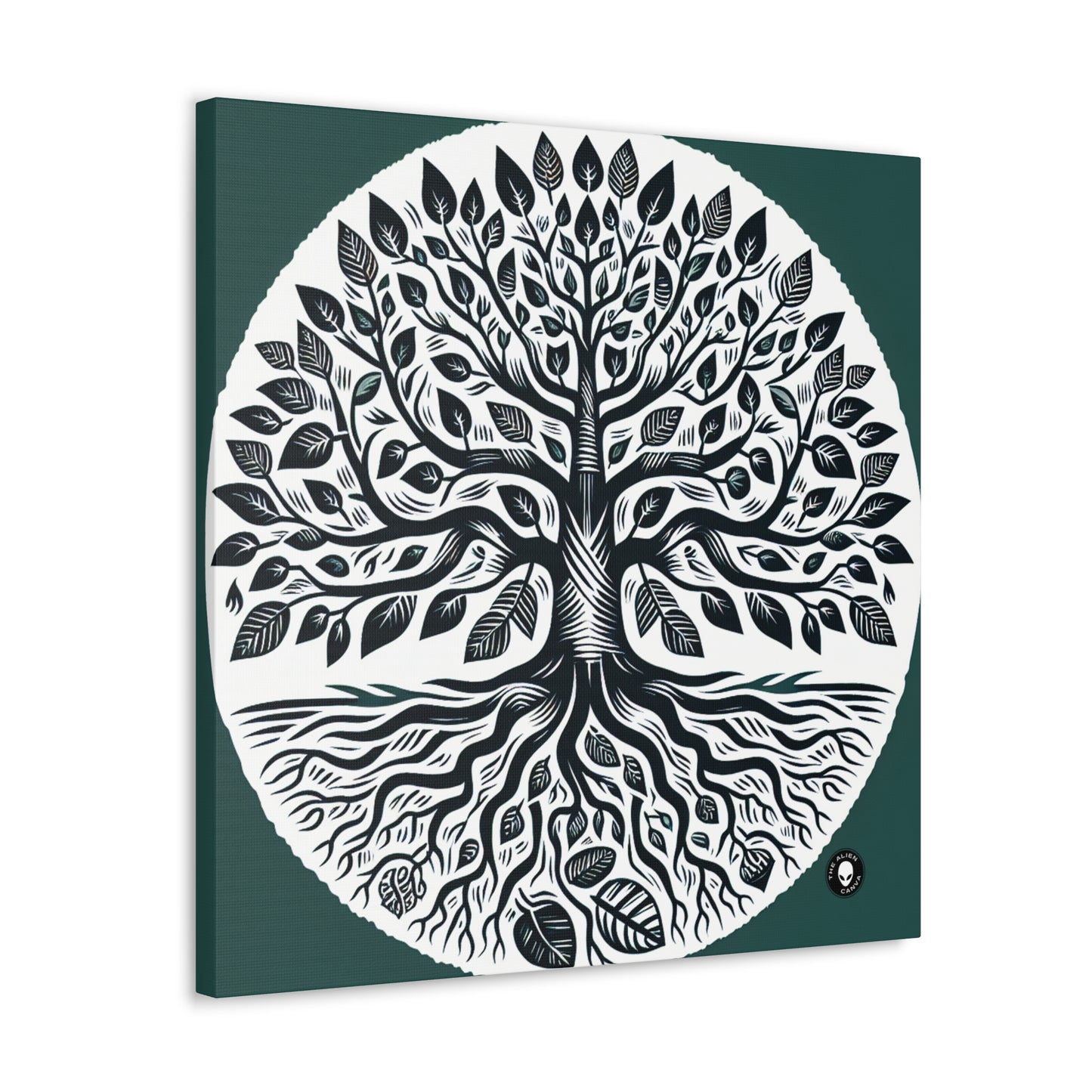 "Modern Woodcut Family Tree" - The Alien Canva Woodcut Printing