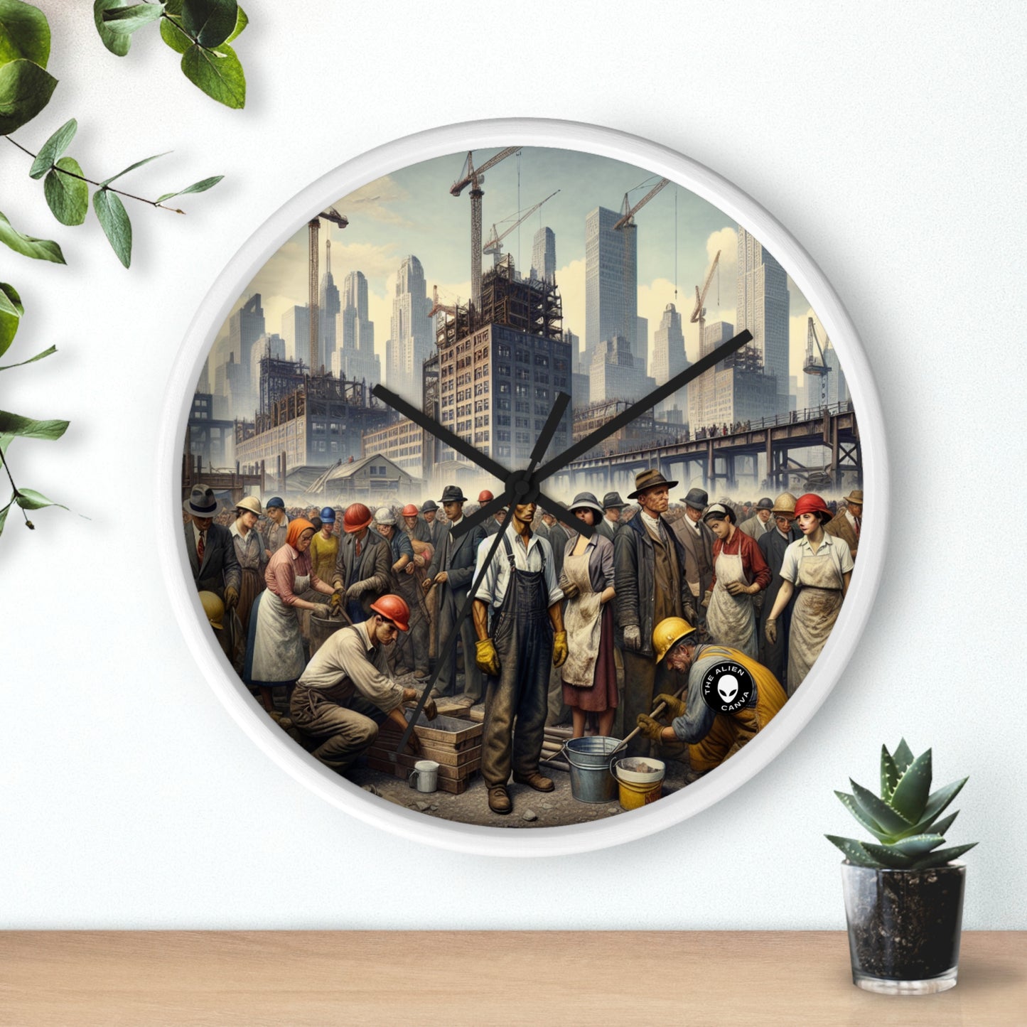 Title: "Unity in Action: Celebrating Solidarity's Triumph" - The Alien Wall Clock Social Realism