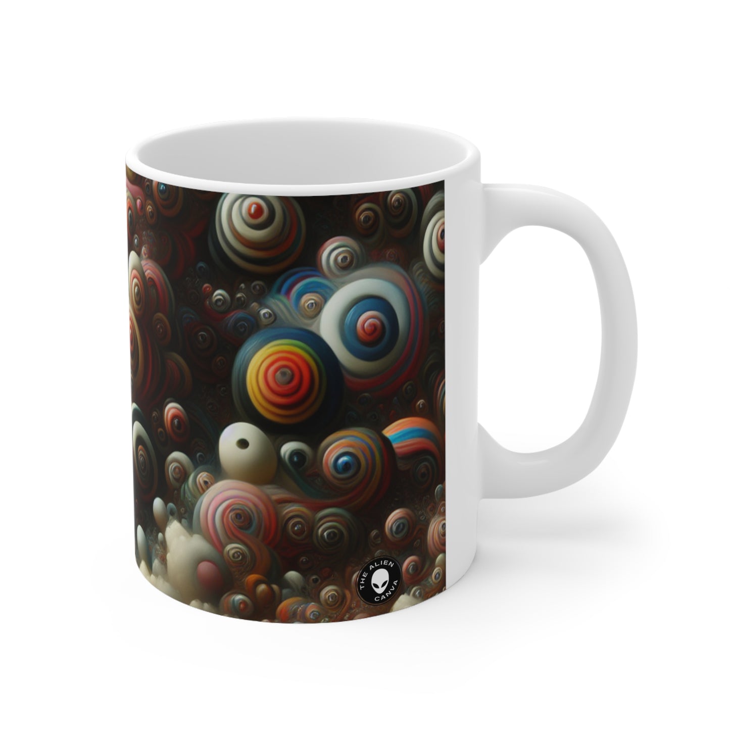 "Dreamscape Sojourn" - La taza de cerámica alienígena Surrealismo de 11 oz