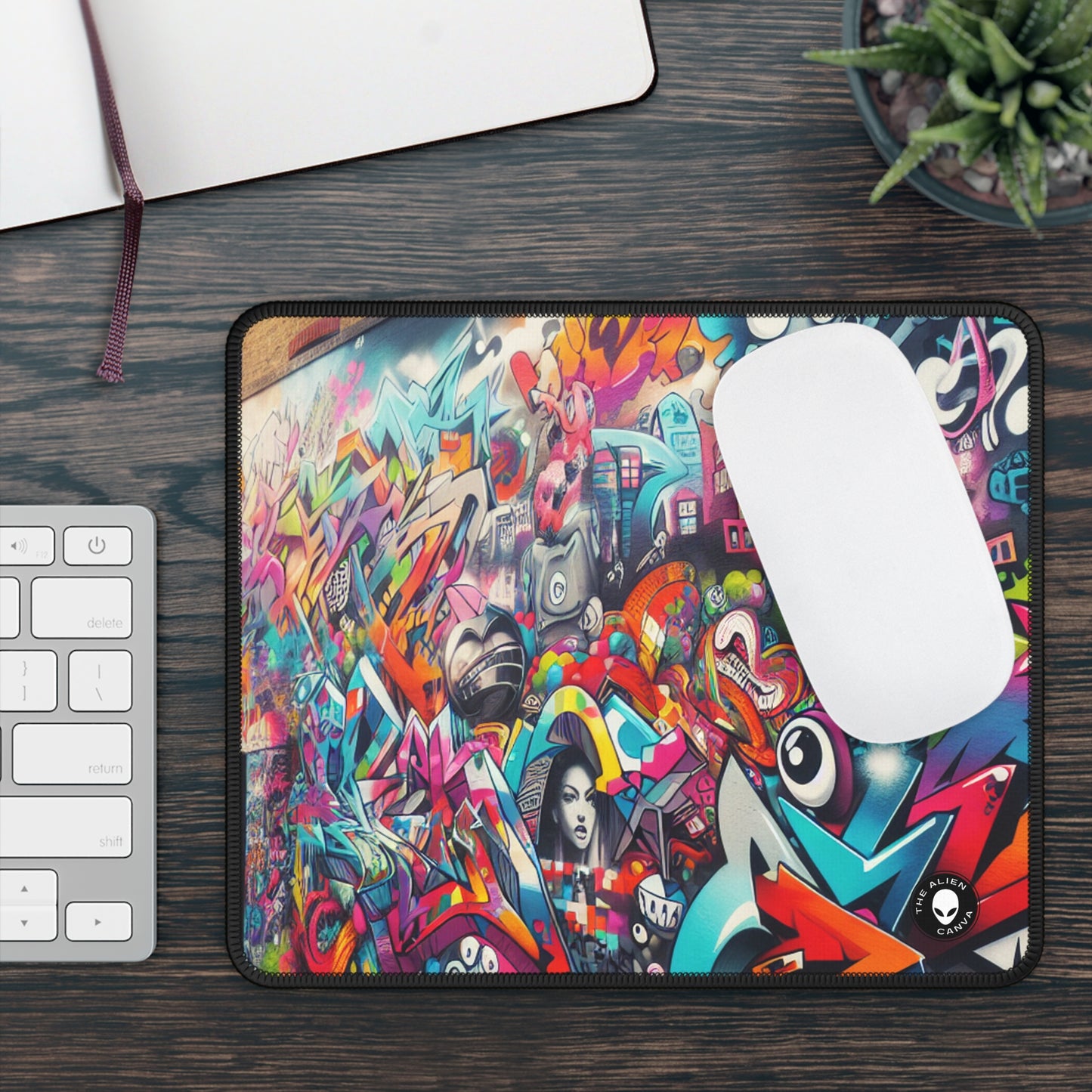 "Neon Horizon: The Vibrant Future Metropolis" - The Alien Gaming Mouse Pad Street Art / Graffiti