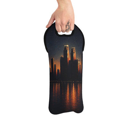 "The City Aglow" - The Alien Wine Tote Bag Post-Impressionism Style