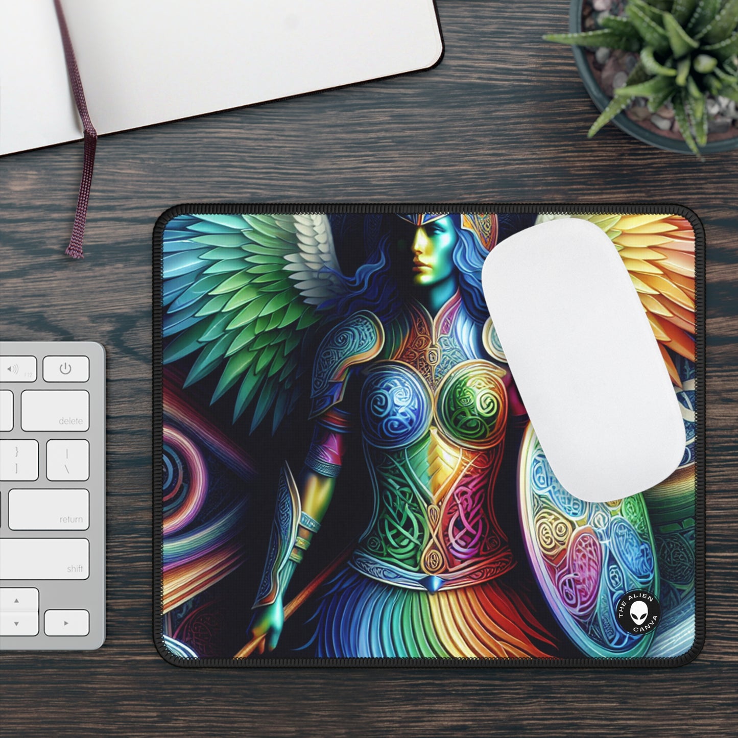 "Lionhearted Warrior Goddess: A Celtic-Inspired Artwork" - The Alien Gaming Mouse Pad Celtic Art