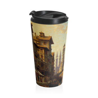 "Riviera Rhapsody: An Abstract Ode to the French Mediterranean" - The Alien Stainless Steel Travel Mug New European Painting