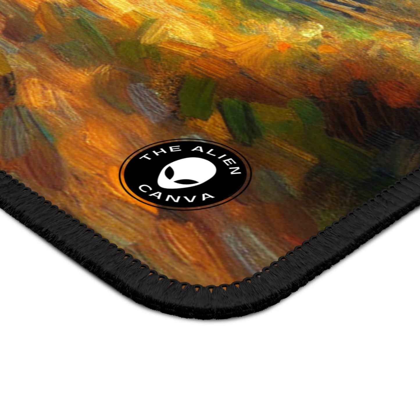 "Sunset Serenity : Peinture de jardin impressionniste" - Le tapis de souris Alien Gaming Impressionnisme