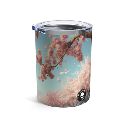 « Poissons koï dans les fleurs de cerisier : la beauté de la nature » ​​- Le verre Alien 10 oz