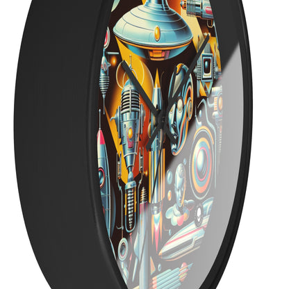 "Neon Deco: A Retro-Futuristic Utopia" - The Alien Wall Clock Retro-futurism