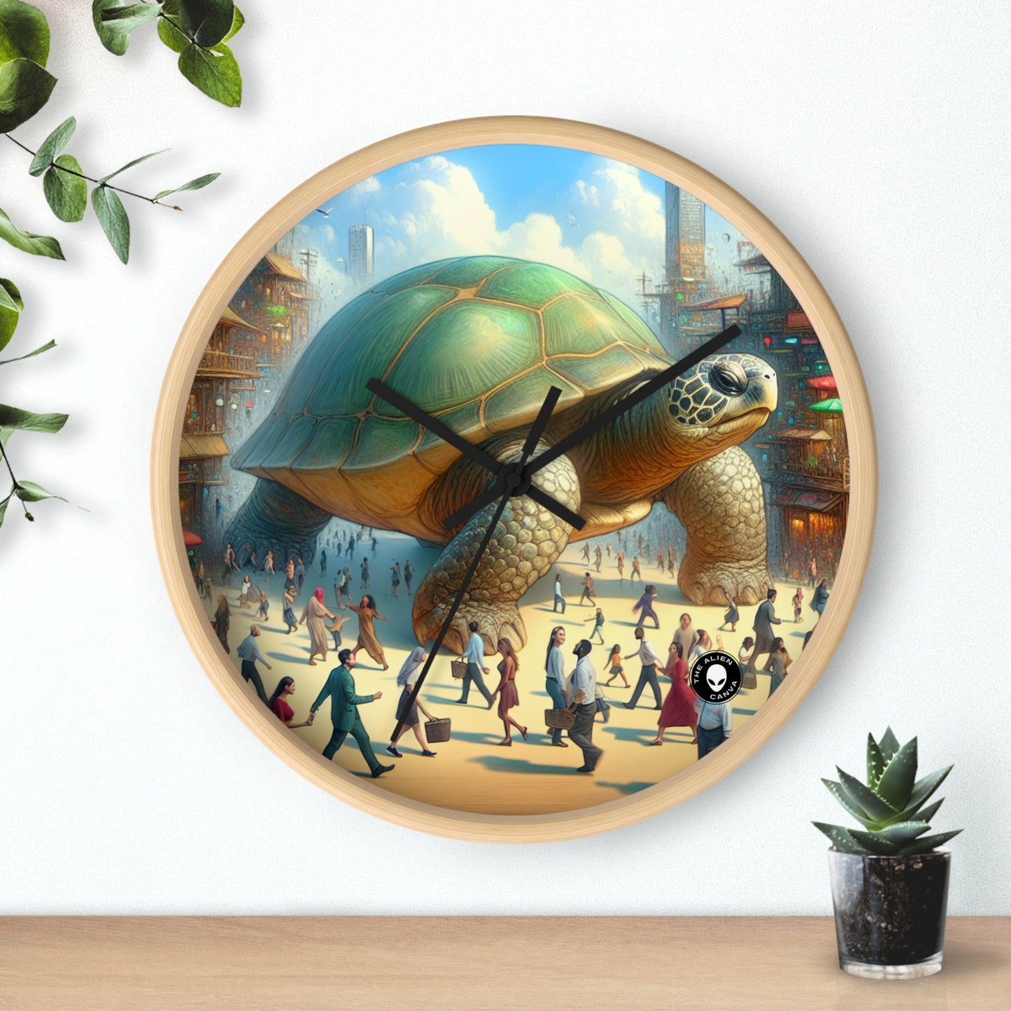 "Marvelous Turtle in the City" - The Alien Wall Clock