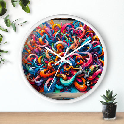 "Urban Vibe: A Graffiti Cityscape" - The Alien Wall Clock Graffiti Art