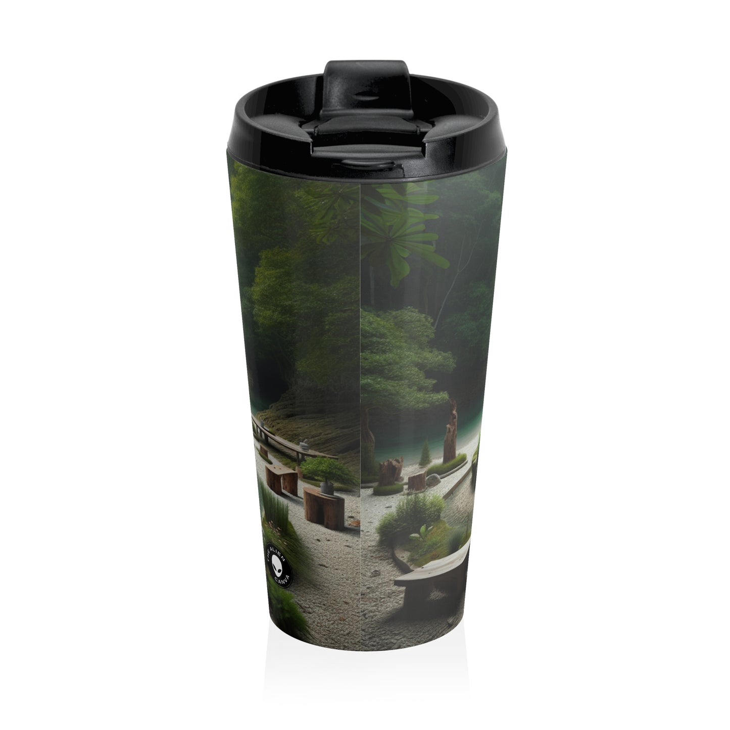 "Renewal Recycled: An Interactive Environmental Sculpture" - The Alien Stainless Steel Travel Mug Environmental Sculpture