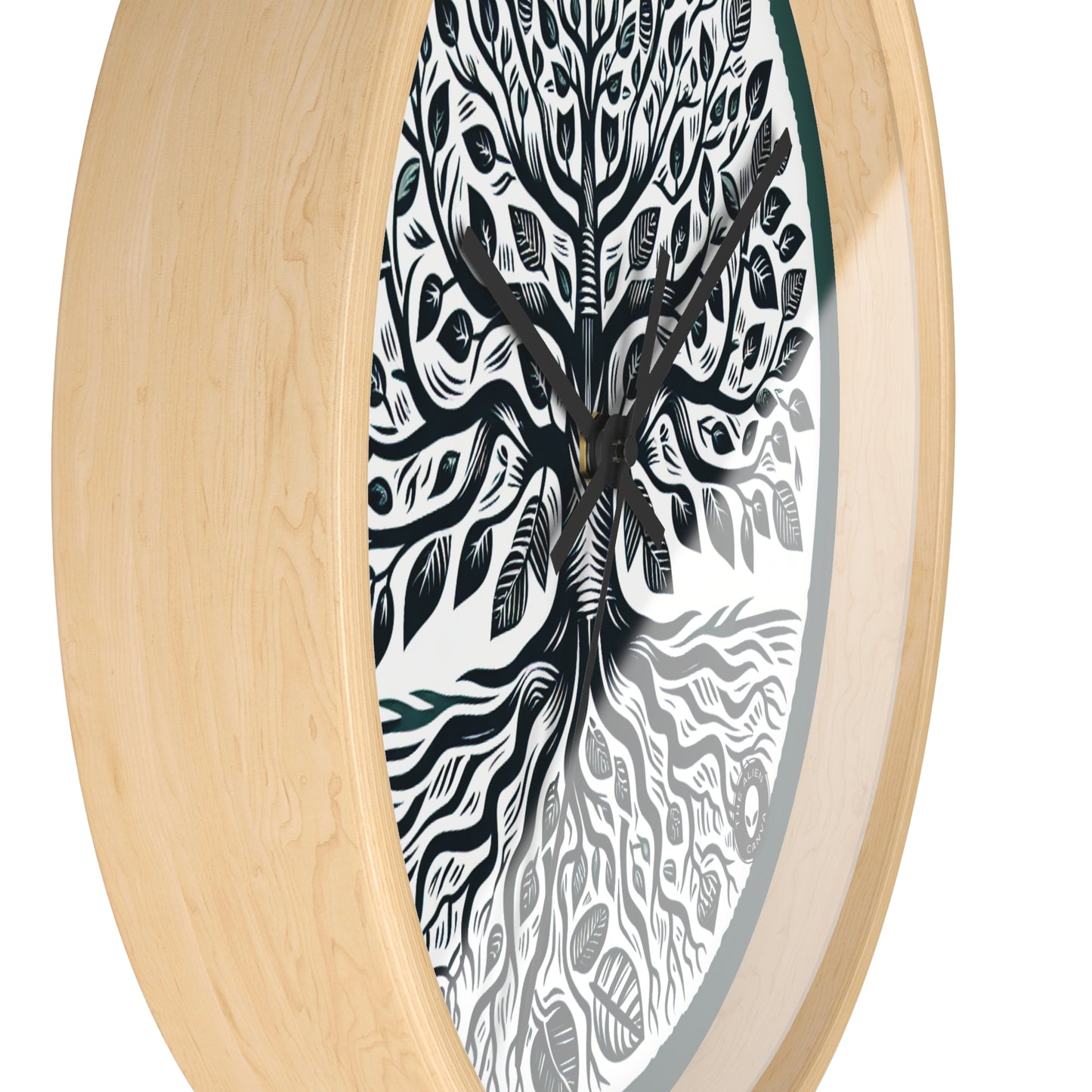 "Modern Woodcut Family Tree" - The Alien Wall Clock Woodcut Printing