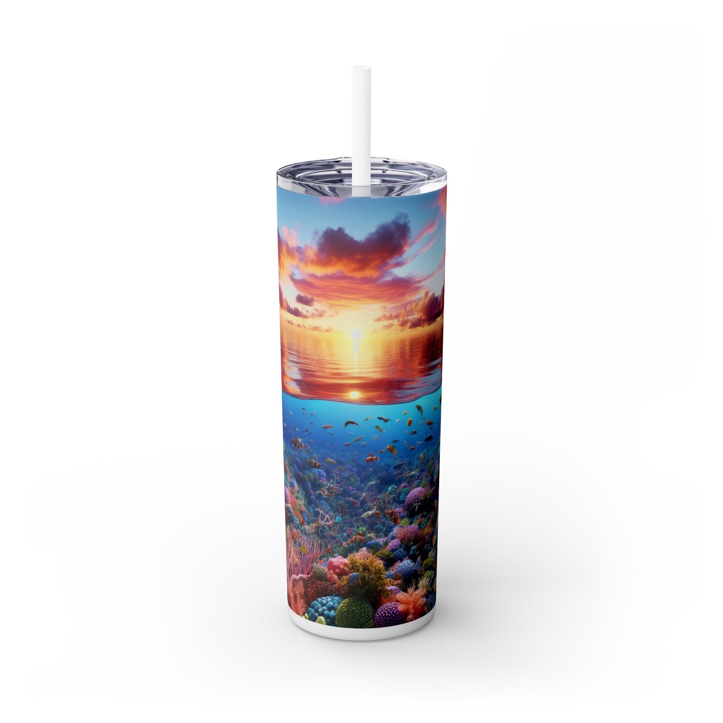 "Sunset Splendor: Underwater Coral Reef" - The Alien Maars® Skinny Tumbler avec paille 20oz