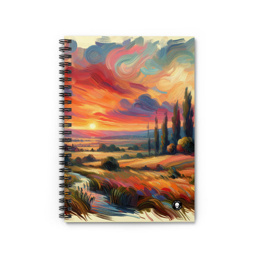 "Harmonious Vistas: A Post-Impressionist Celebration of Nature and Rural Life" - The Alien Spiral Notebook (Ruled Line) Post-Impressionism