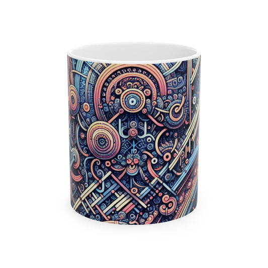 "Caos y orden: una danza dinámica de colores y patrones" - The Alien Ceramic Mug 11oz Algorithmic Art