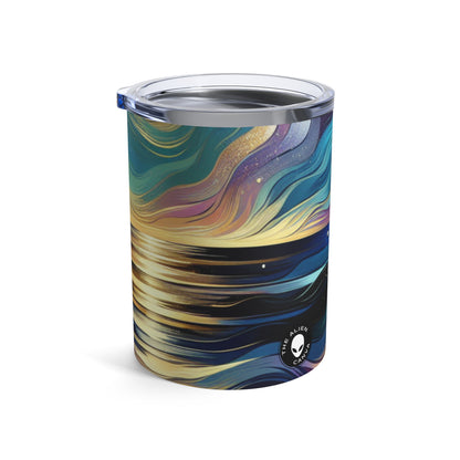 "Majestad de medianoche: Reflexiones abstractas del océano" - Vaso Alien de 10 oz