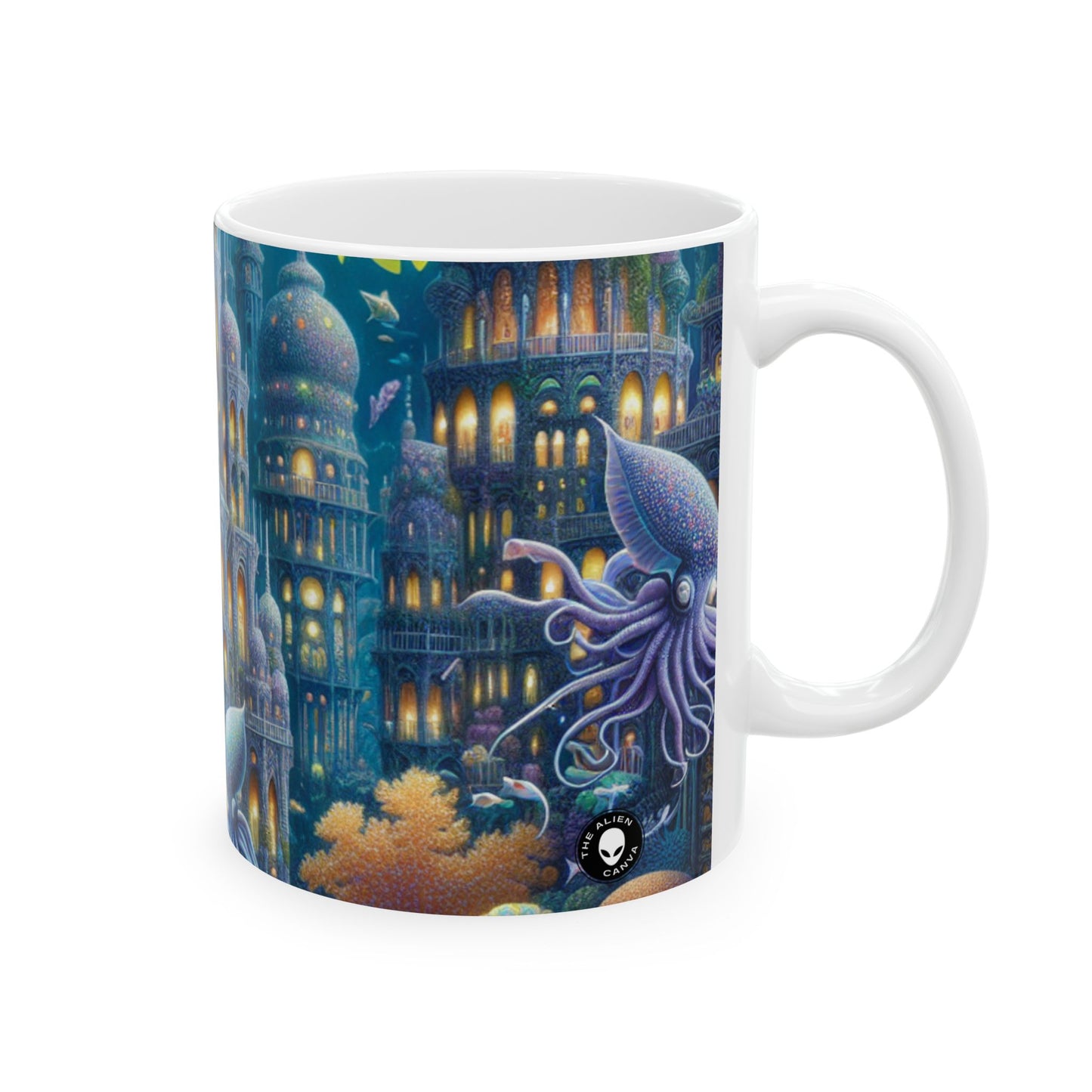 « L'Atlantide enchanteresse : une harmonie de créatures marines » - La tasse en céramique Alien 11 oz