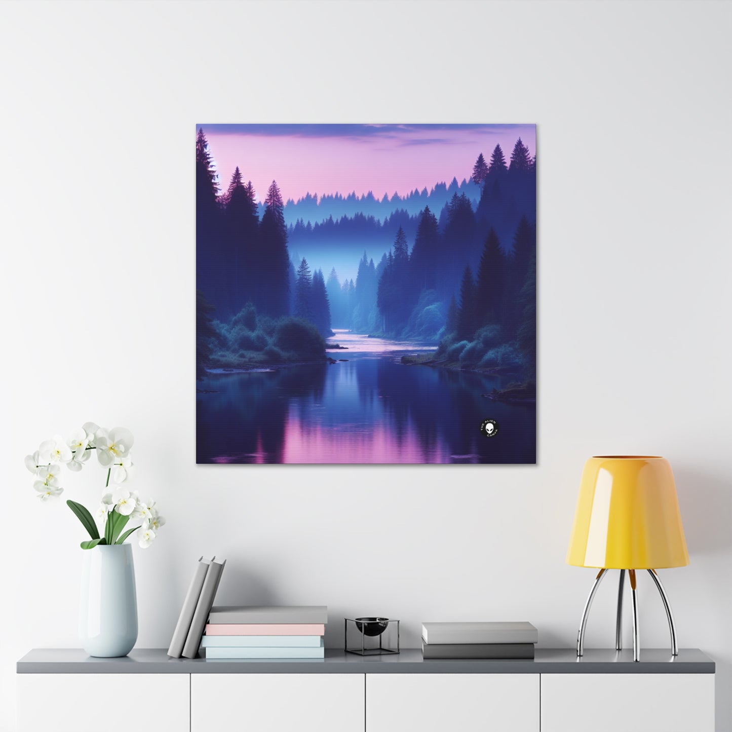 "Twilight Tranquility : Réflexions sur la rivière forestière" - The Alien Canva