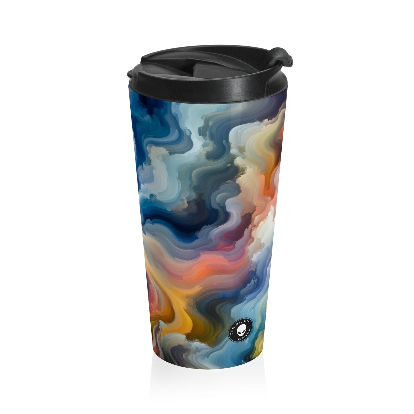 "Sunset Reflections: A Serene Color Field Painting" - The Alien Stainless Steel Travel Mug Color Field Painting