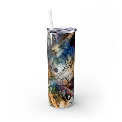 "Abstracted Emotional Journey" - The Alien Maars® Skinny Tumbler with Straw 20oz Abstract Expressionism