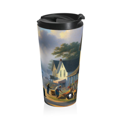 "Harvest Tranquility: A Midwest Farm Scene" - The Alien Stainless Steel Travel Mug Regionalism