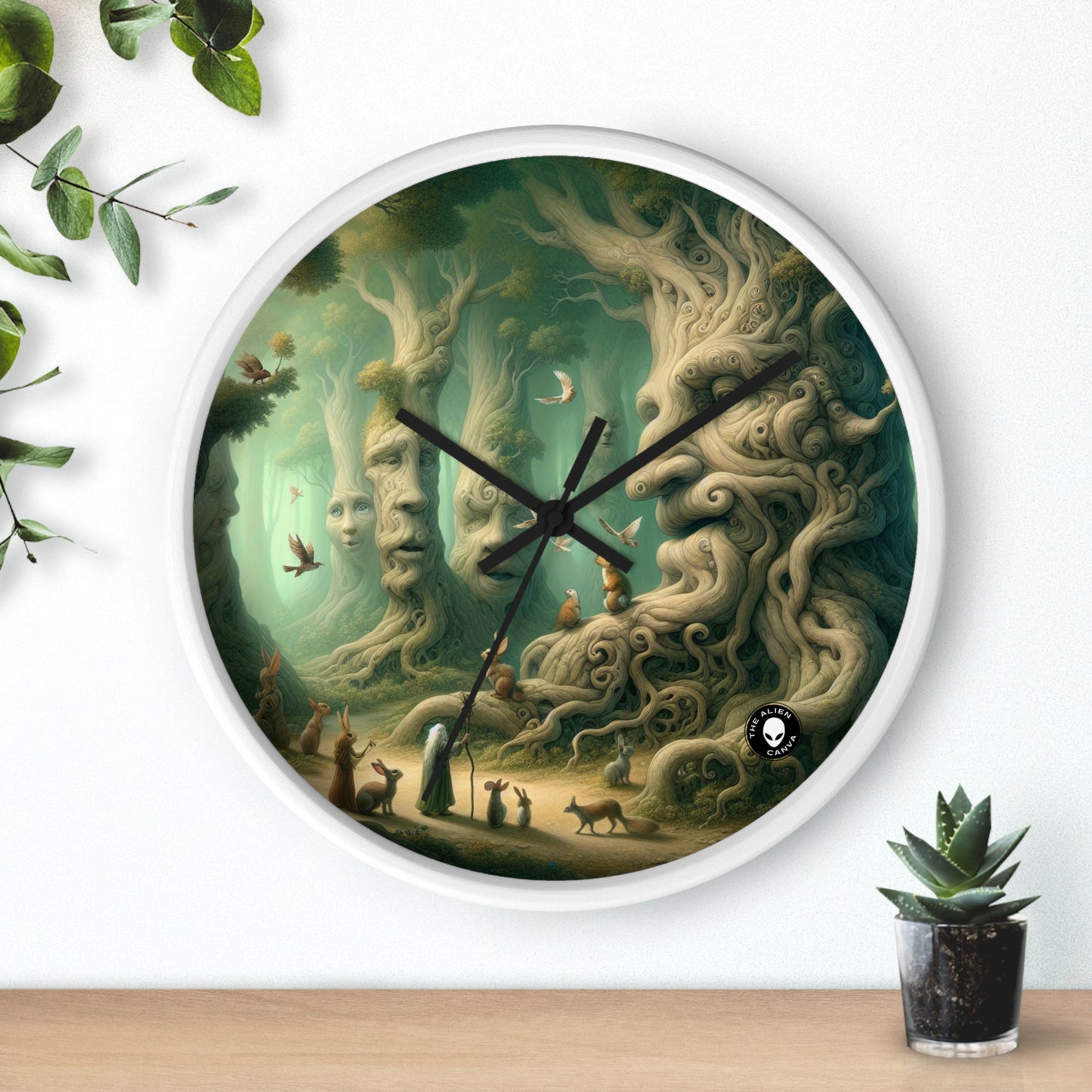 "Enchanted Whispering Forest" - The Alien Wall Clock