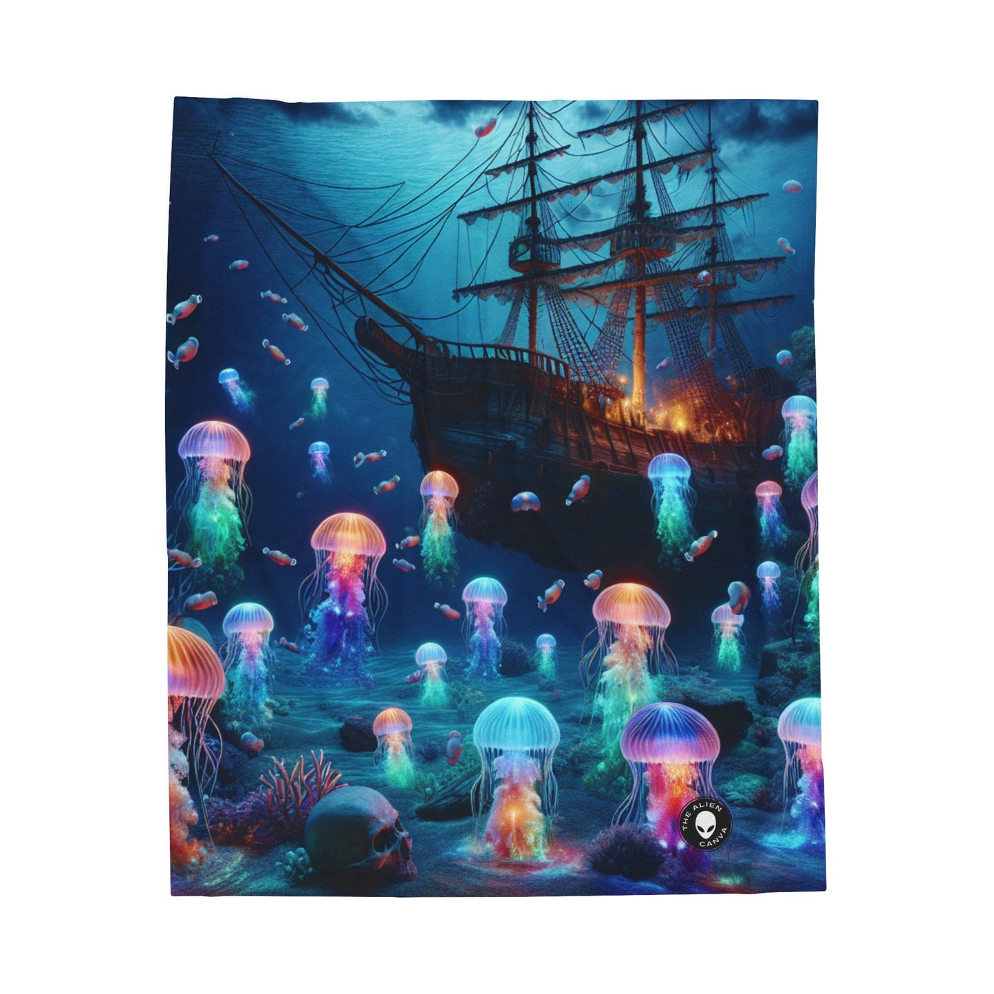 "Glowing Jellyfish Paradise: A Dreamy Underwater Adventure" - The Alien Velveteen Plush Blanket