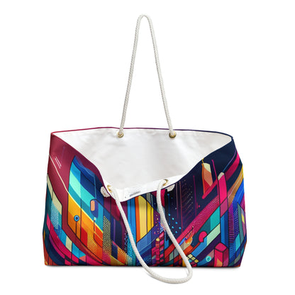 "Neon Metropolis : un paysage urbain futuriste" - The Alien Weekender Bag Art numérique