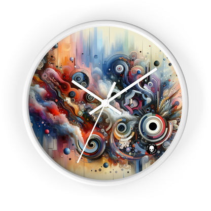 "Flux temporel : un voyage surréaliste à travers des formes abstraites et des couleurs vibrantes" - The Alien Wall Clock Avant-garde Art