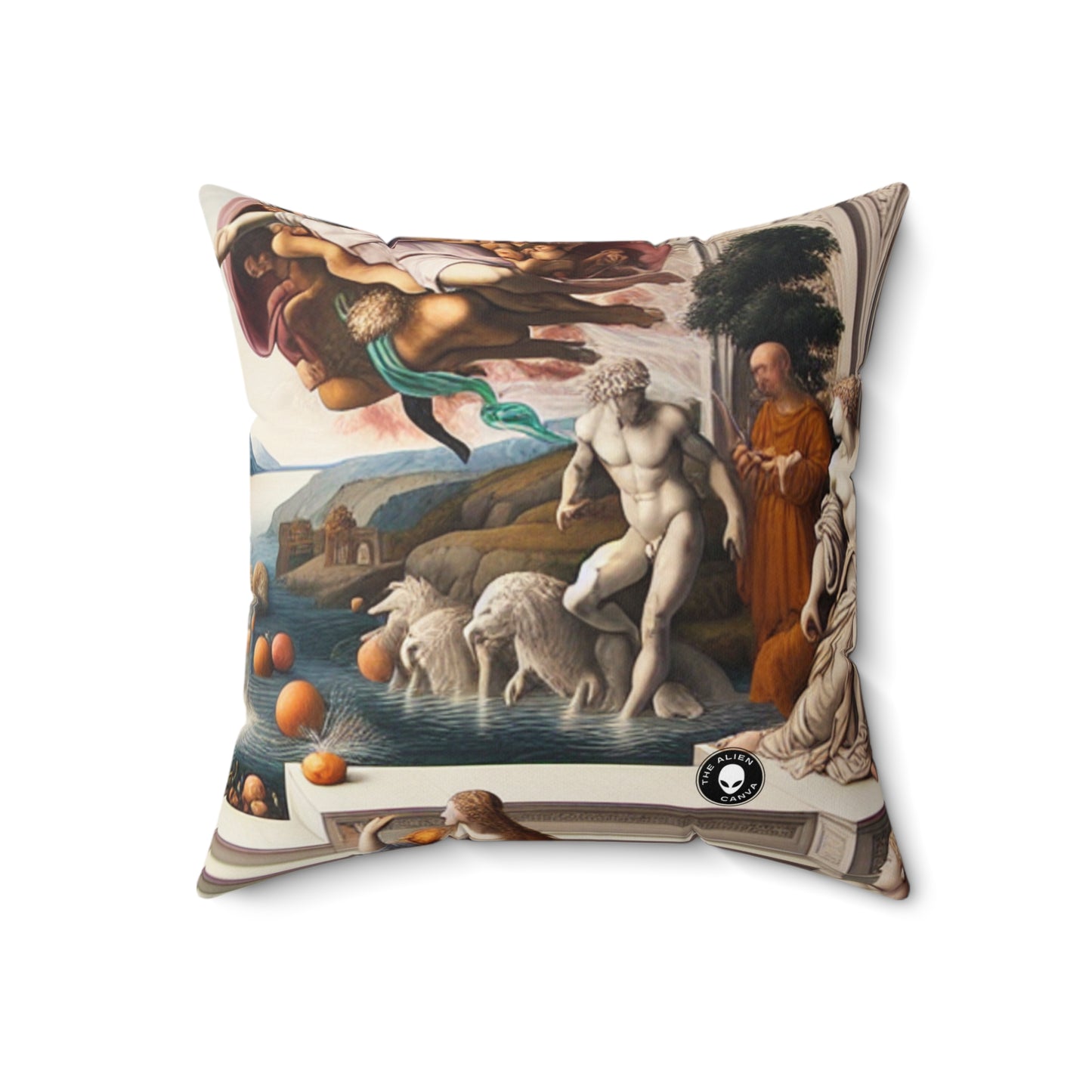 "Divine Enlightenment: A Renaissance Mythological Masterpiece"- The Alien Spun Polyester Square Pillow Renaissance