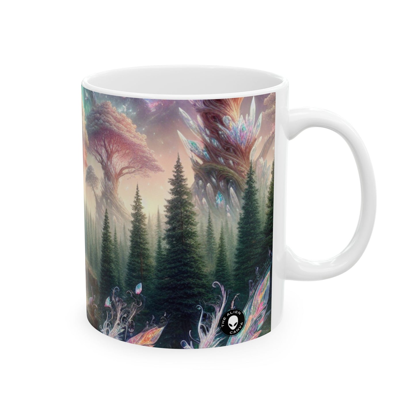 "Bosque de Cristal: Un Reino Mágico" - Taza de Cerámica Extraterrestre 11oz