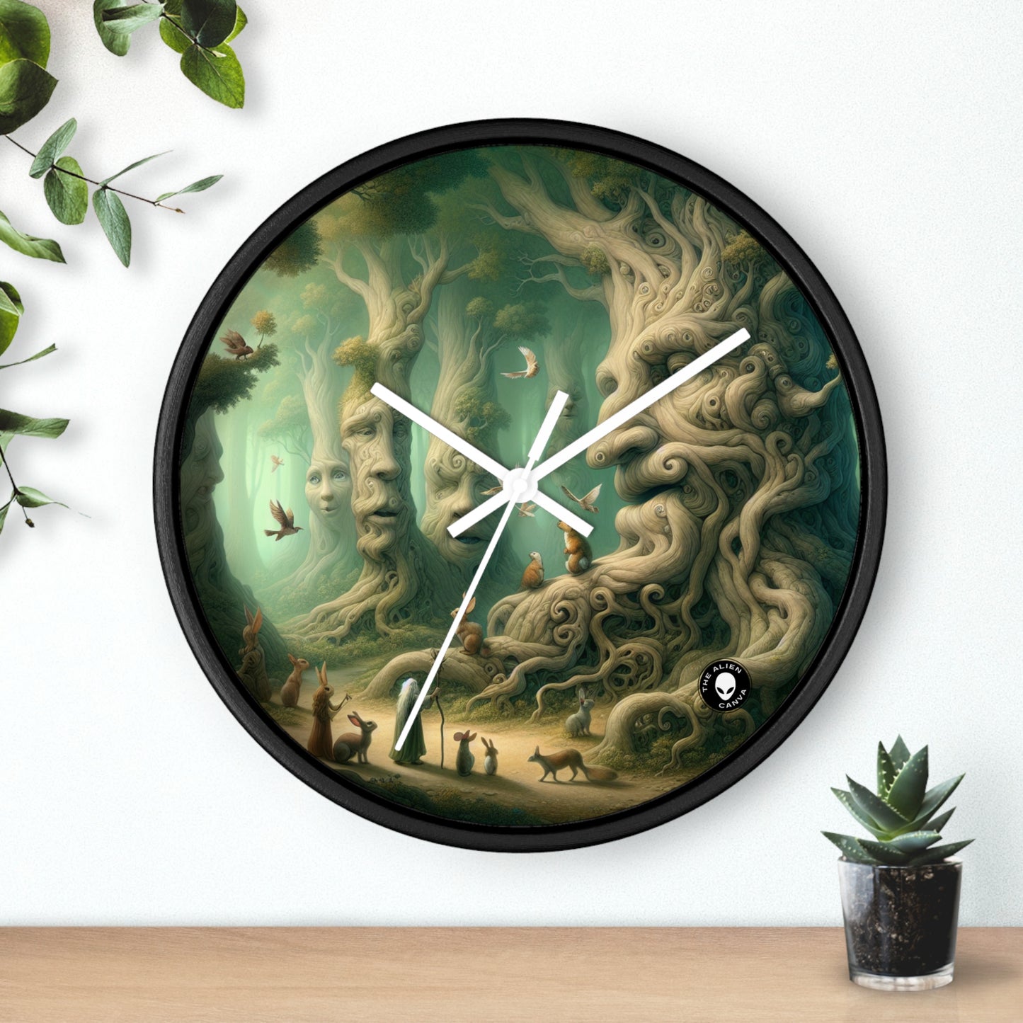 "Enchanted Whispering Forest" - The Alien Wall Clock