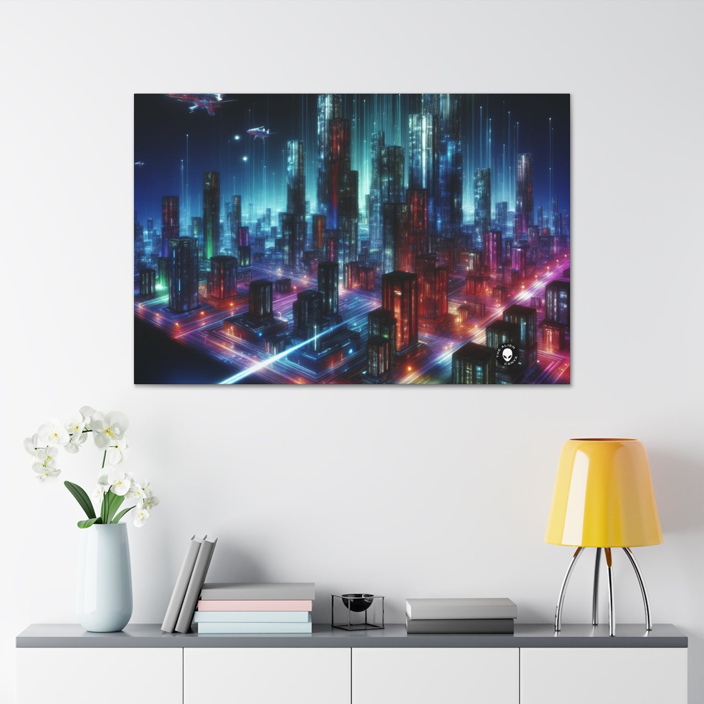 "Neon Skyline: un paisaje urbano futurista" - The Alien Canva