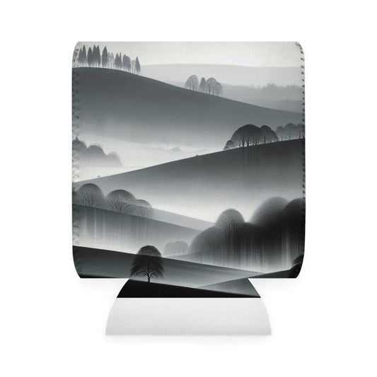 "Grey Tonalism: Hillside in Fog" - The Alien Can Cooler Sleeve Tonalism