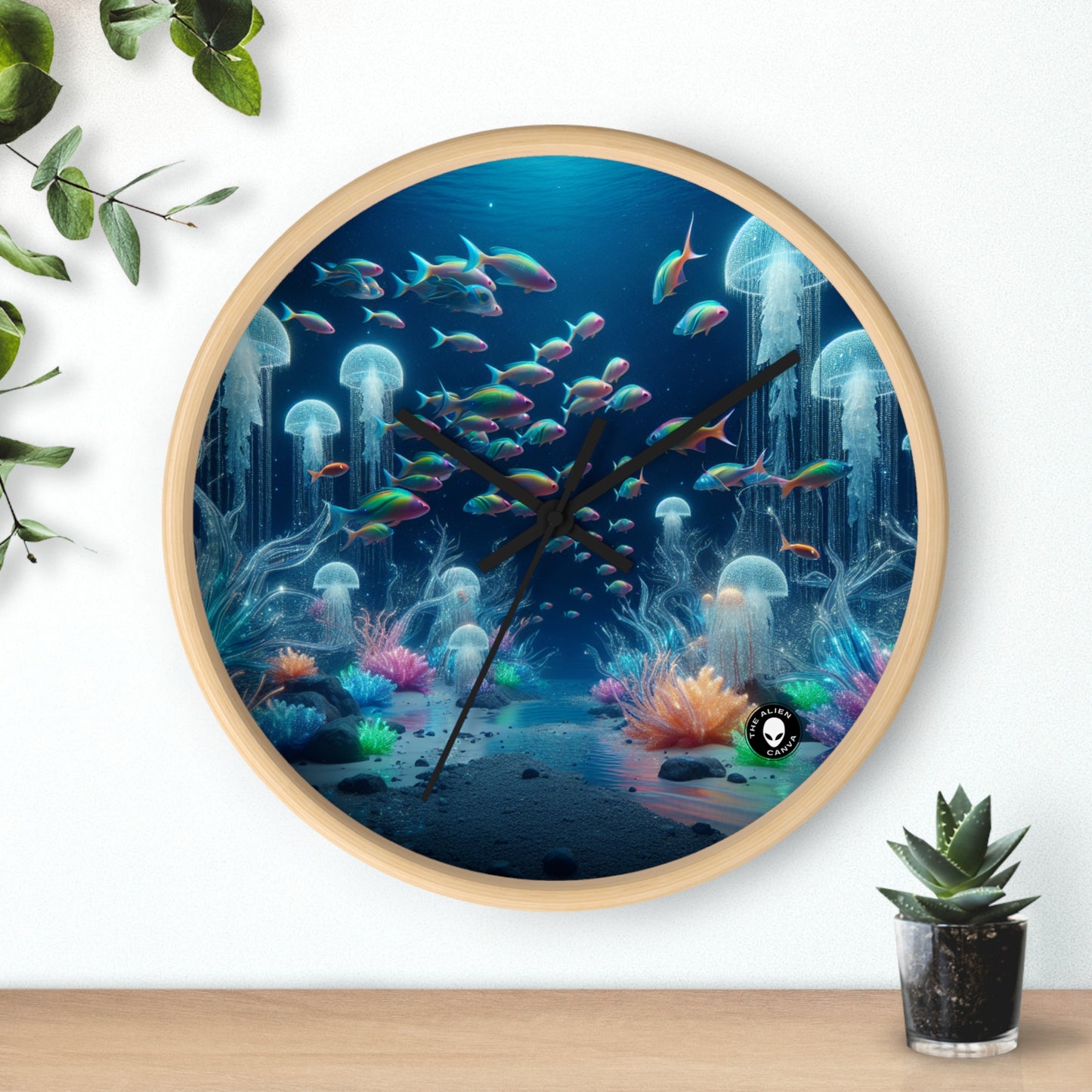 "Neon Dreams: The Underwater Wonderland" - The Alien Wall Clock