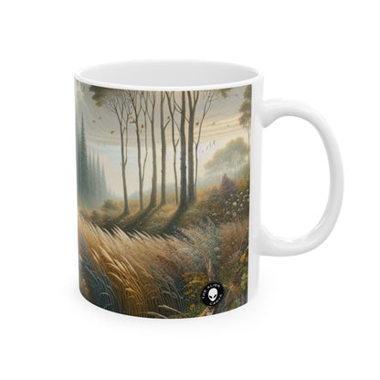 "Rebirth and Decay: A Sustainable Art Installation" - The Alien Ceramic Mug 11oz Environmental Art