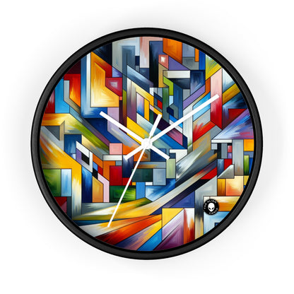 "City Pulse: A Vibrant Nighttime Geometric Journey" - The Alien Wall Clock Hard-edge Painting