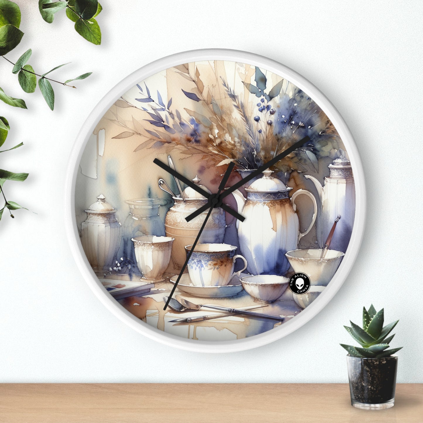 "A Tranquil Sunset by the Riverside" - The Alien Wall Clock Watercolor Painting