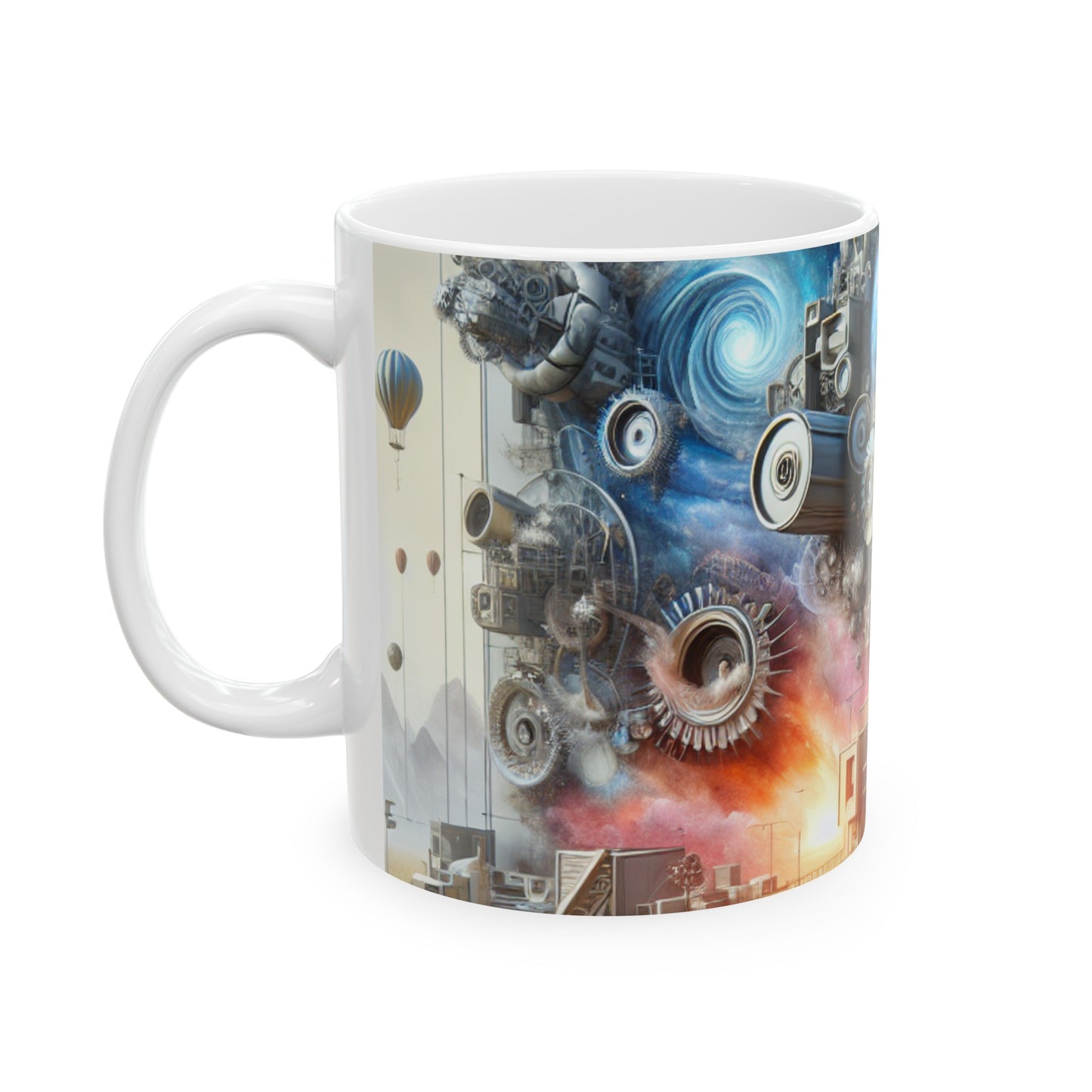 "Transformations symboliques : réalisme conceptuel dans les objets du quotidien" - La tasse en céramique Alien 11oz Réalisme conceptuel