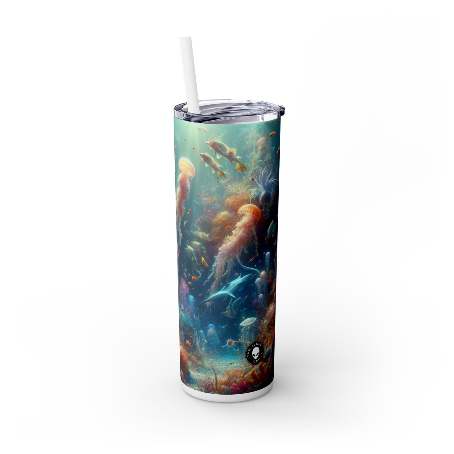 « Pays des merveilles aquatiques enchanté » - Le verre fin Alien Maars® avec paille 20 oz