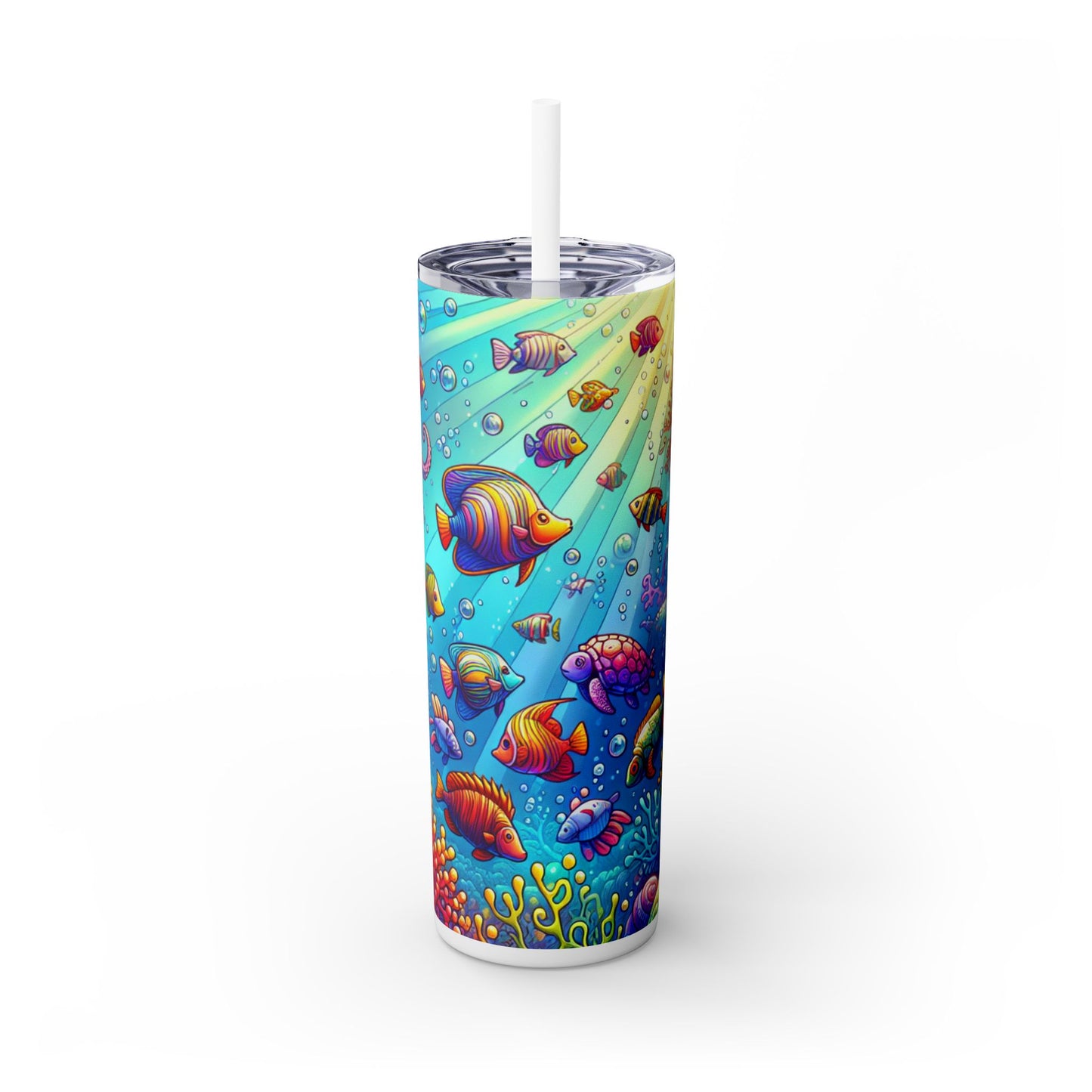 "Seaside Soiree: A Dance Party Under the Sea" - The Alien Maars® Skinny Tumbler with Straw 20oz