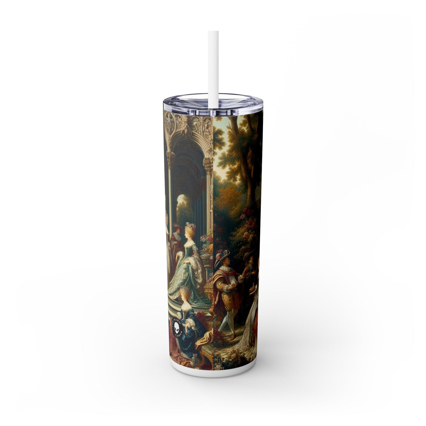 « Regal Elegance : Un portrait de jardin d'inspiration gothique » - The Alien Maars® Skinny Tumbler avec paille 20oz International Gothic