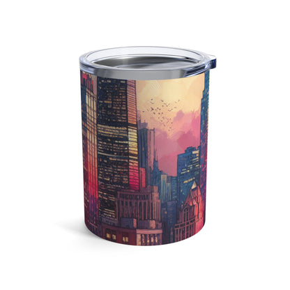 "Dusky Reflections: City Skyline at Sunset" - The Alien Tumbler 10oz