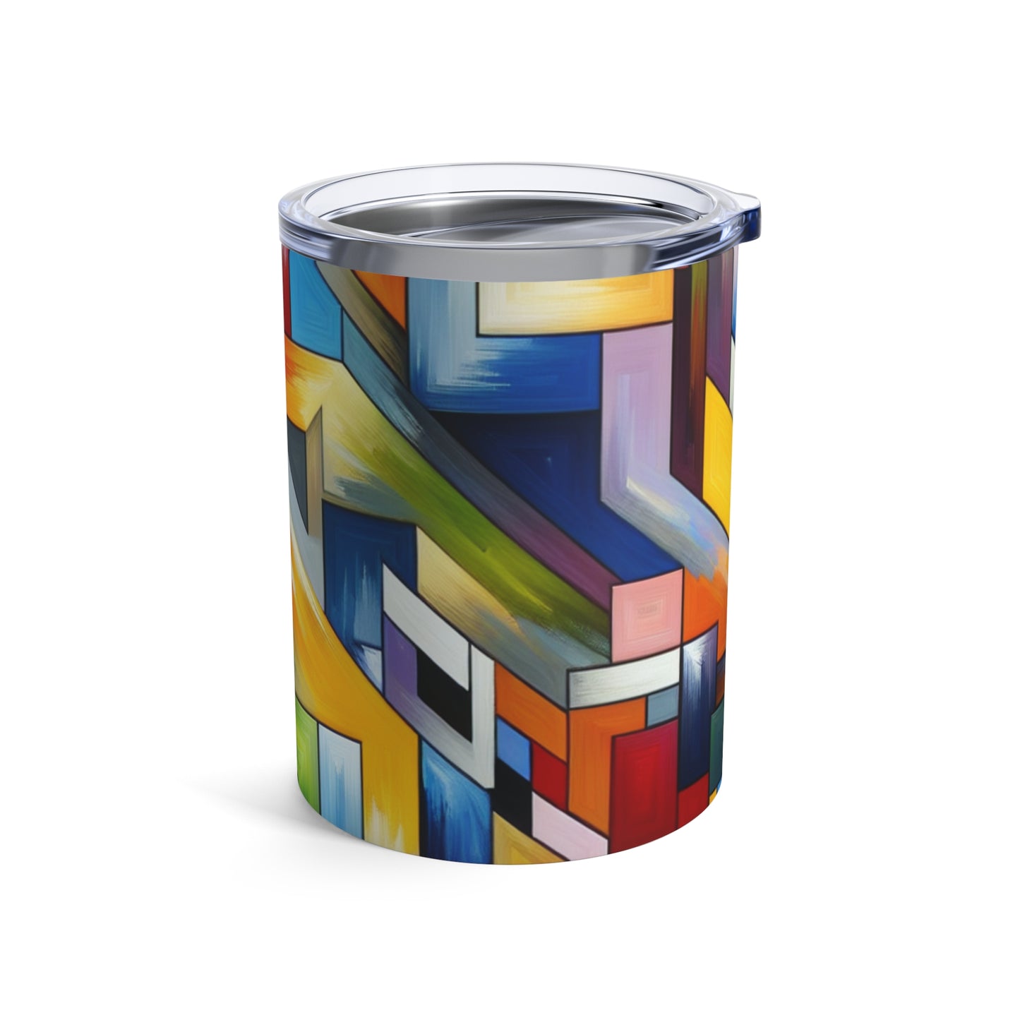 "City Pulse: A Vibrant Nighttime Geometric Journey" - The Alien Tumbler 10oz Hard-edge Painting