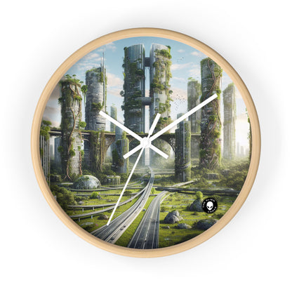 "Nature's Reclamation: A Futuristic Cityscape" - The Alien Wall Clock