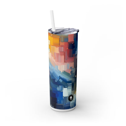 « Coucher de soleil tranquille : une peinture de champ de couleur pastel doux » - The Alien Maars® Skinny Tumbler avec paille 20oz Peinture de champ de couleur