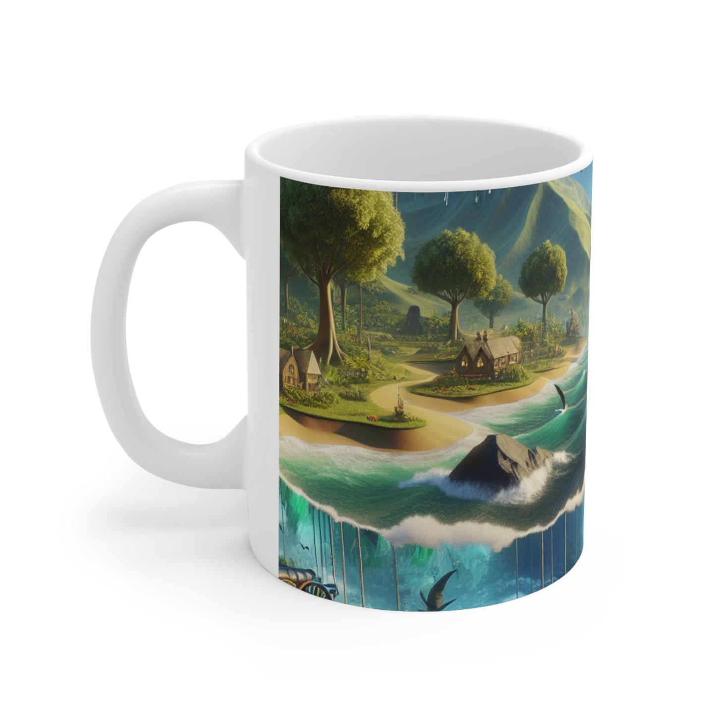 "Virtual Reality Odyssey: An Immersive 3D Art Experience" - The Alien Ceramic Mug 11oz Virtual Reality Art Style