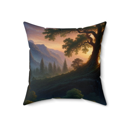 "The Storm's Embrace: A Romantic Landscape"- The Alien Spun Polyester Square Pillow Romanticism