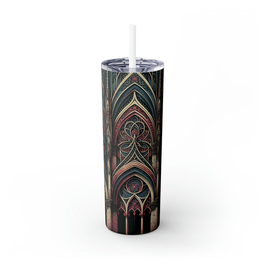 "Solace in Shadows: A Gothic Masterpiece of Eternal Darkness and Melancholic Beauty" - The Alien Maars® Skinny Tumbler with Straw 20oz Gothic Art