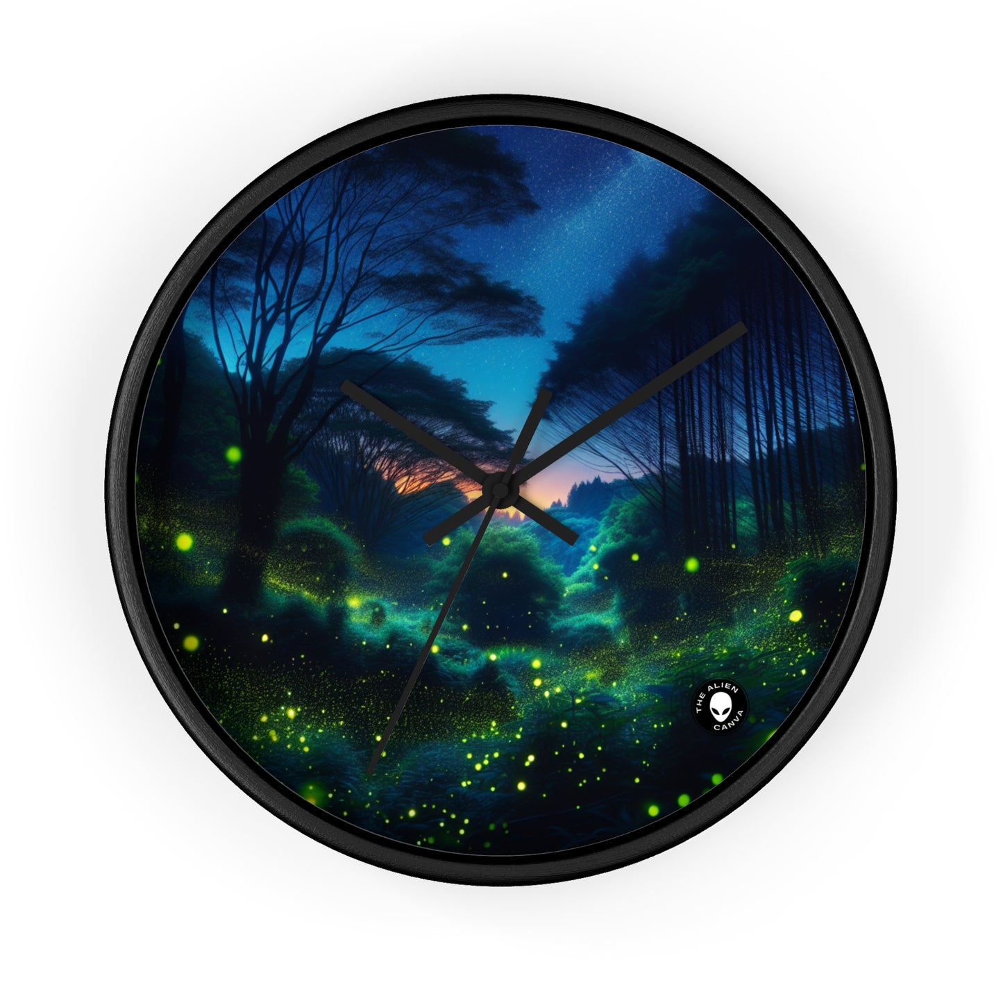 "Enchanted Night: Fireflies in the Forest" - The Alien Wall Clock